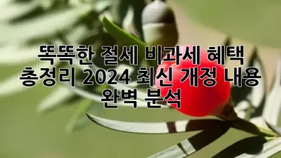 💰 똑똑한 절세, 비과세 혜택 총정리! 2024 최신 개정 내용 완벽 분석 📝