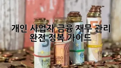 개인 사업자 금융 재무 관리 완전 정복 가이드
