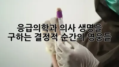 응급의학과 의사, 생명을 구하는 결정적 순간의 영웅들 🚑✨