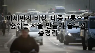 미세먼지 비상! 😷 대중교통으로 숨쉬는 서울 만들기: 솔루션 총정리