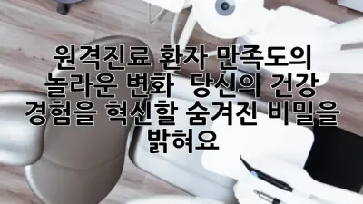 원격진료, 환자 만족도의 놀라운 변화? ✨ 당신의 건강 경험을 혁신할 숨겨진 비밀을 밝혀요!
